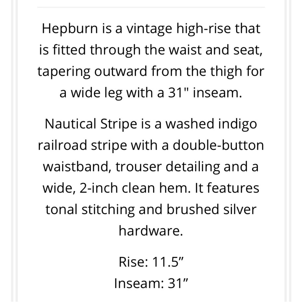 DL1961 Hepburn Stripe | Wide Leg Trousers | Size 28 - Picture 6 of 8